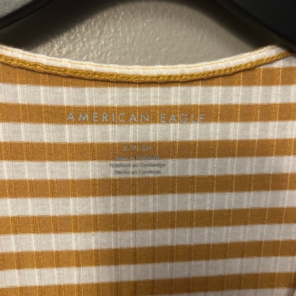 American Eagle Outfitters shirt - mustard/white stripe faux wrap cropped - Picture 6 of 8